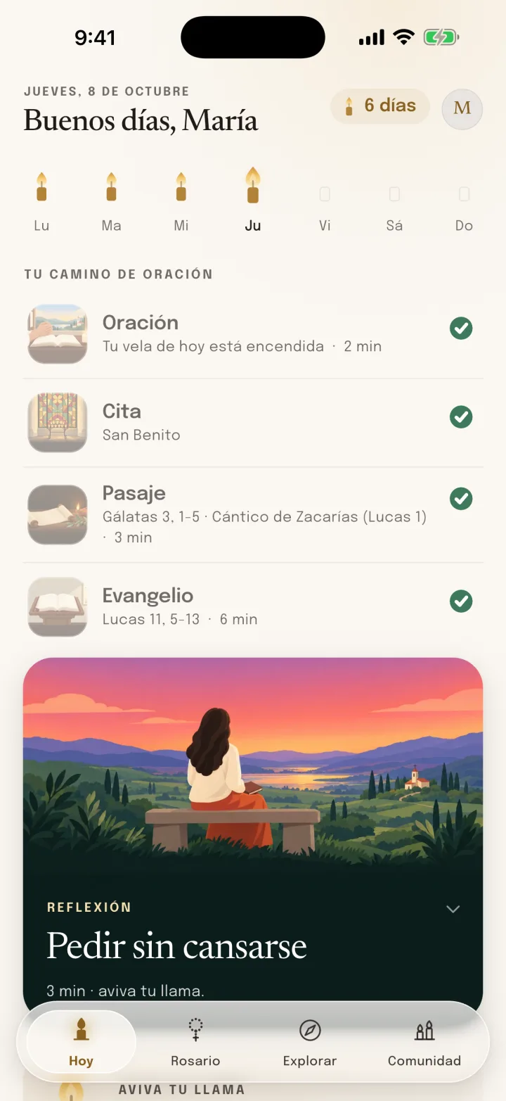 El Hoy de Bendita: la oración, la cita, el pasaje y el Evangelio del día, ya rezados
